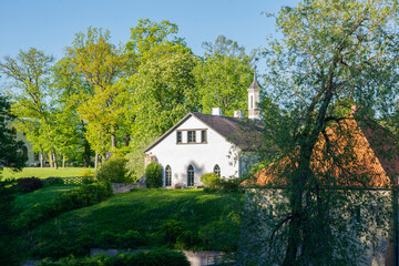 Fototapeta na wymiar View of Keila-Joa Manor in summer, Estonia