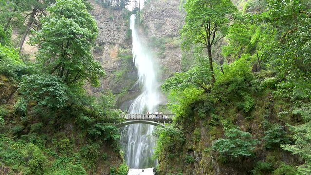 The Multnomah Falls, a waterfall along a historic river highway