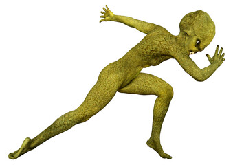 Obraz premium 3D Rendering Green Alien on White