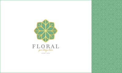 Floral Logo icon stock vector design template. Pattern for business card, branding and packaging. Usable for hotels, floral shops, beauty and spa saloons.