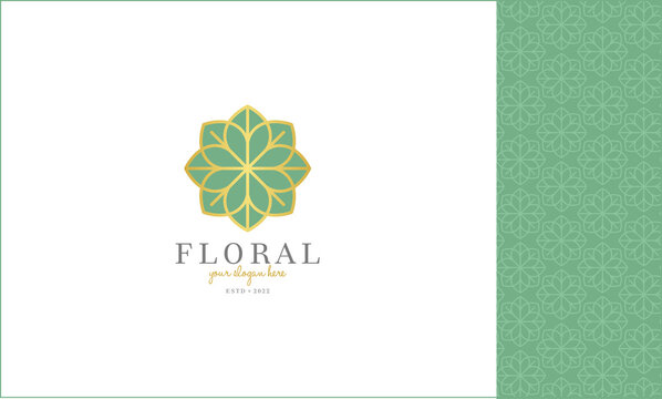 Floral Logo icon stock vector design template. Pattern for business card, branding and packaging. Usable for hotels, floral shops, beauty and spa saloons.
