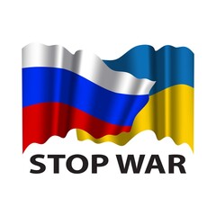 Russia vs Ukraine. Flag of russia and Ukraine. Stop war in Ukraine