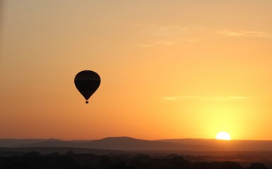 hot air balloon at sunrise