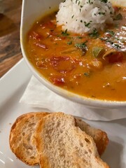 chicken soup with bread