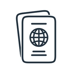 vector line passport icon isolated on a white background.