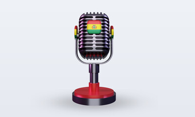 3d microphone Bolivia flag rendering front view