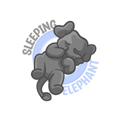 Sleeping Elephant Cartoon Mascot Logo Illustration