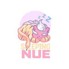 Sleeping Nue Cartoon Mascot Logo Illustration