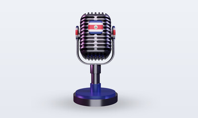 3d microphone Costa Rica flag rendering front view