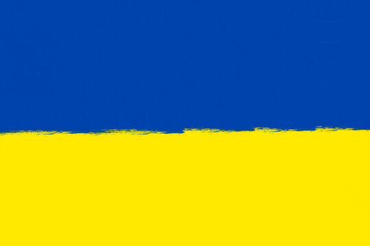 Bandera de Ucrania pintada. Copy space