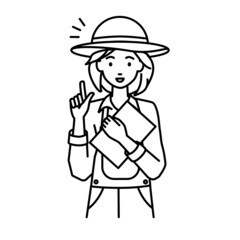 立って書類を手に持って何かひらめいた農家の女性