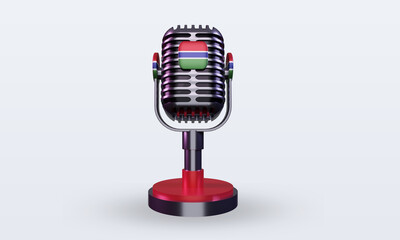 3d microphone Gambia flag rendering front view