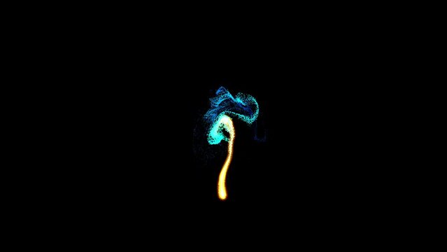 Small particles forming beautiful colored flames on a black background.
