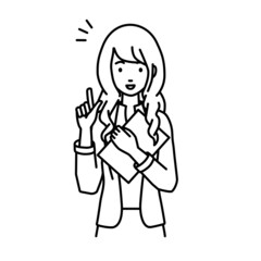 立って書類を手に持って何かひらめいたジャケットの女性