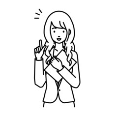 立って書類を手に持って何かひらめいたスーツの女性