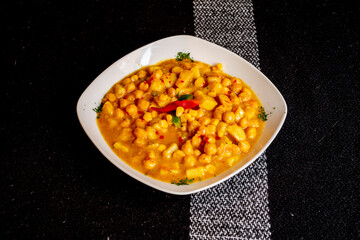 Moroccan-style chickpea stew with ras el hanout and peppers