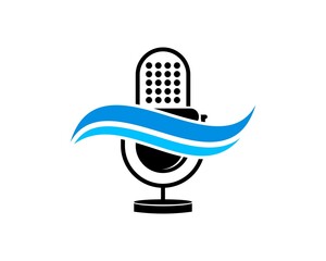 Music microphone with abstract beach wave inside