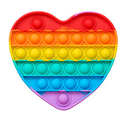 Rainbow Pop in the shape of a heart, isolated on a white background