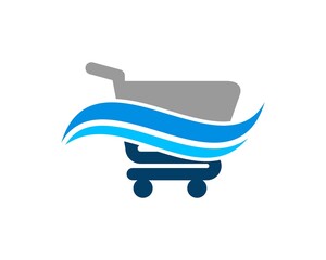Shopping cart with abstract beach wave inside