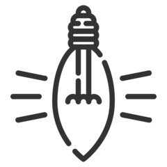 Vector light bulb outline icon, light and idea 64x64 Pixel, white background