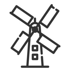 Vector windmill outline icon, energy and power 64x64 Pixel, white background