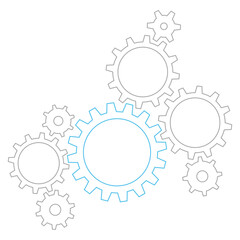 Gruppe Große Und Kleine Zahnräder Kontur Grau Blau