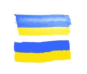 Obraz premium I Support Ukraine, Ukrainian flag in blue yellow colors isolated on white background. Ukrainian country national symbols. Vector illustration