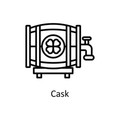 Cask Vector Outline Icon Design illustration. St Patrick's Day Symbol on White background EPS 10 File