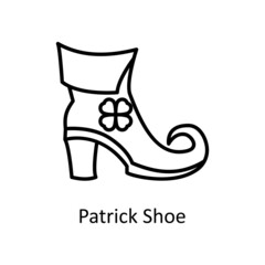 Patrick shoe Vector Outline Icon Design illustration. St Patrick's Day Symbol on White background EPS 10 File