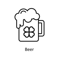Beer Vector Outline Icon Design illustration. St Patrick's Day Symbol on White background EPS 10 File