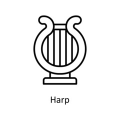 Harp Vector Outline Icon Design illustration. St Patrick's Day Symbol on White background EPS 10 File