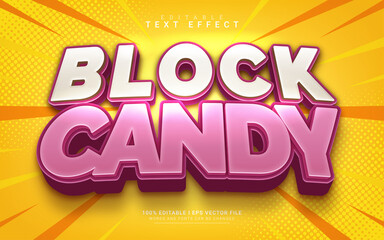 block candy cartoon 3d style text effect