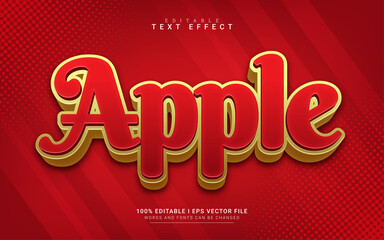Fototapeta na wymiar apple cartoon 3d style text effect