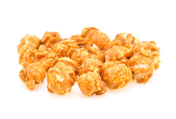 caramel corn isolated on white background.