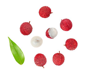 Top view of lychee isolated on white background