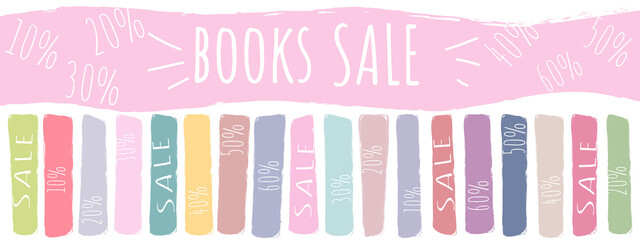 book sale horizontal banner books store shop library read reading