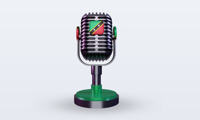 3d microphone St Kitts and Nevis flag rendering front view