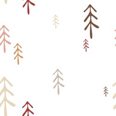 Seamless pattern in boho style. Vintage winter, Christmas elements, winter decorations and abstract elements. Design for textiles, cards, invitations, wrapping paper and boxes. Hand drawn elements