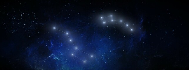Naklejka premium panoramic view of the constellations Ursa Major and Ursa Minor