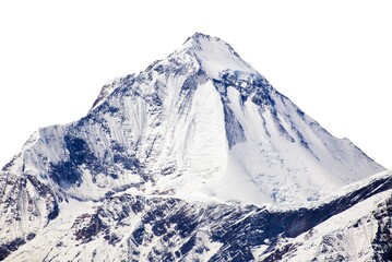 mount Dhaulagiri isolated on the white sky background