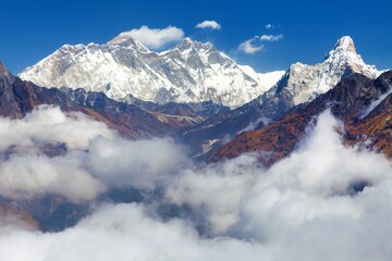 Mount Everest, Mt Lhotse and Ama Dablam peak