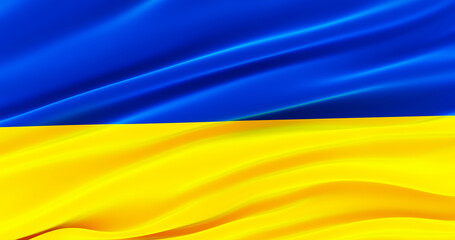 3d illustration flag of Ukraine. flag, Ukraine background, Closeup of the flag of the Ukraine,