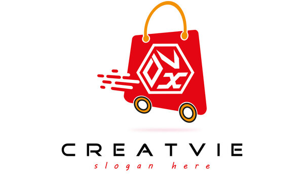 DVX three letter monogram type eCommerce creative initials letter logo design vector template.
