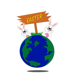 Easter festival and the rabbit on earth