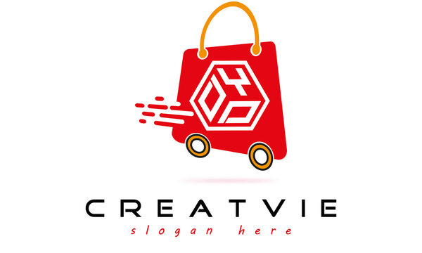 DYD three letter monogram type eCommerce creative initials letter logo design vector template.