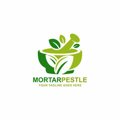 Mortar and pestle pharmacy logo vector