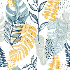 Vector pattern with tropical plants.