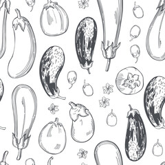 Vector pattern with  eggplants