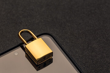 Fototapeta premium Banned from using smartphone, locked phone concept