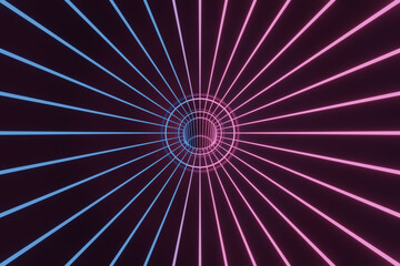 Corridor with blue and pink lighting, 3d rendering